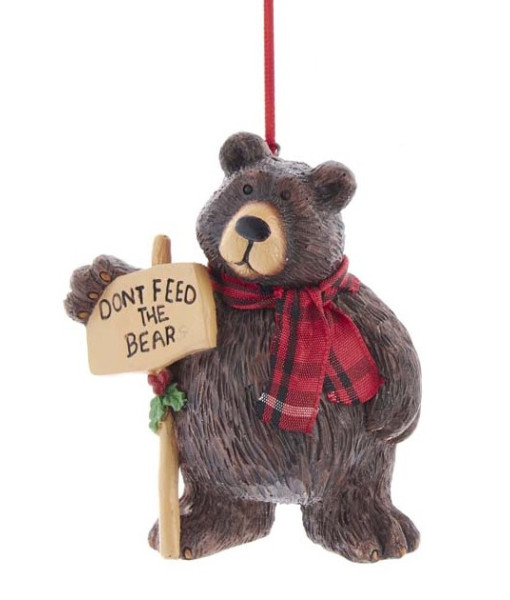 Brown Bear ''Don't Feed The Bear'' Ornament