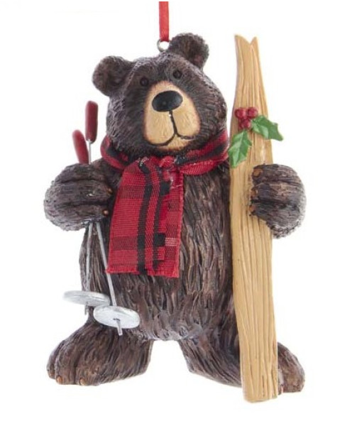 Brown Bear with Ski Ornament