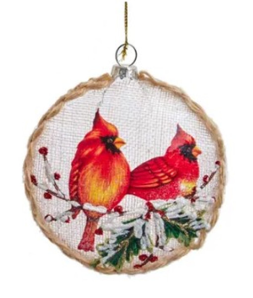 Glass Ornament, Cardinals on branch