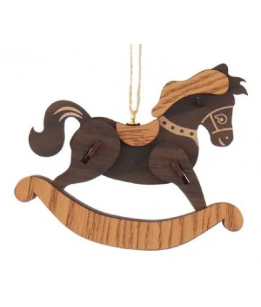 Brown Wood Rocking Horse Ornament