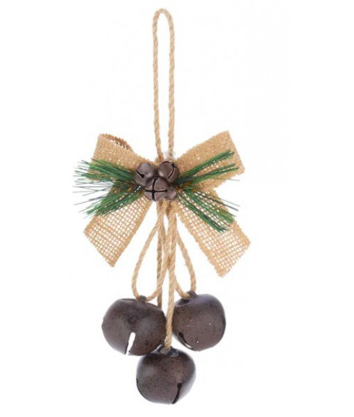 Beige Bow and Jingle Bells Ornament