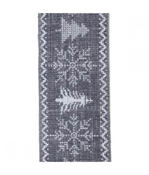 Grey Snowflake and Tree Ribbon
