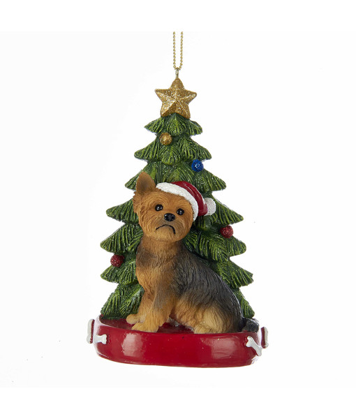 Yorkshire Terrier ornament with Christmas tree