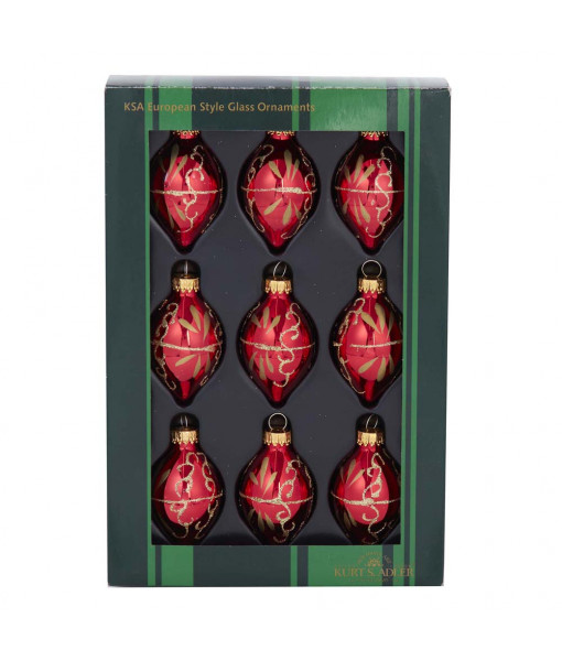 35MM Miniature Red and Gold Glass Ornaments