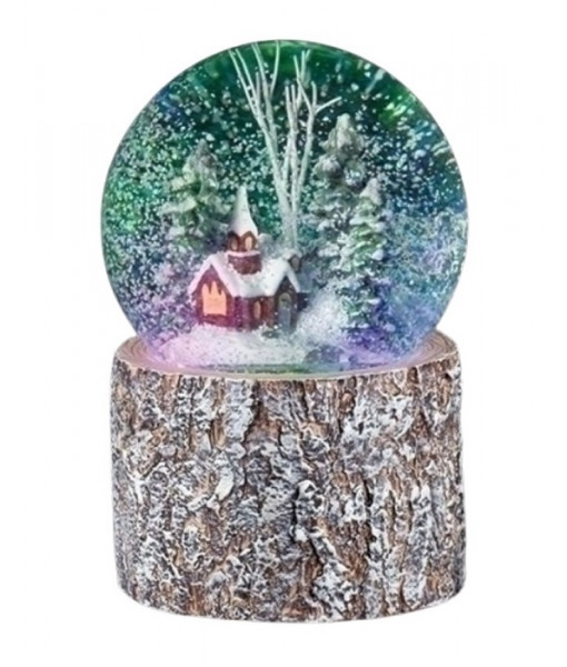 Lighted Church Water Globe with Tree Base