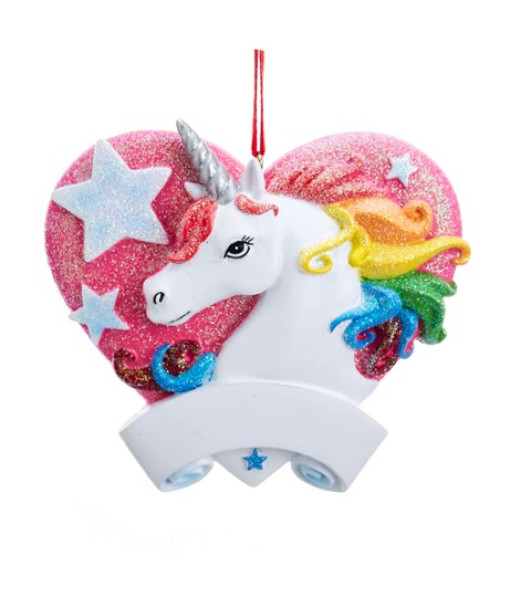 Unicorn with Red Heart Ornament