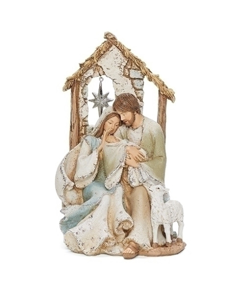 Holy Family Figurine, with Star of Bethlehem in window