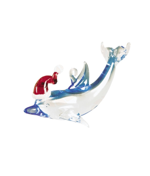 Glass Ornament Dolphin Red Hat