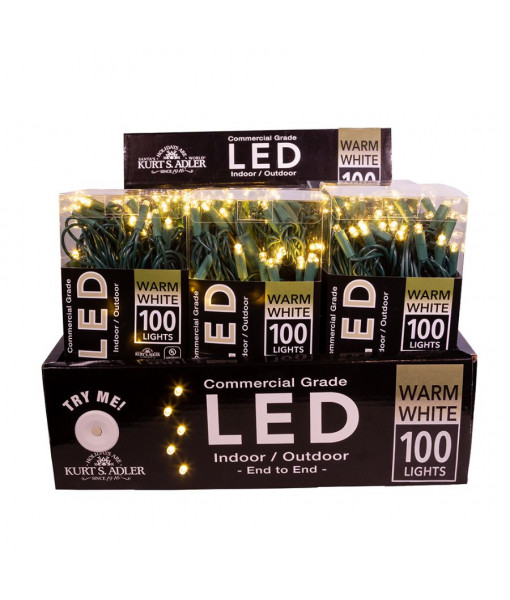 100-Light 5mm Warm White LED Green Wire Light Set