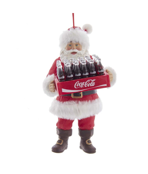 Ornament, Coca Cola Santa Claus with a case of Cola