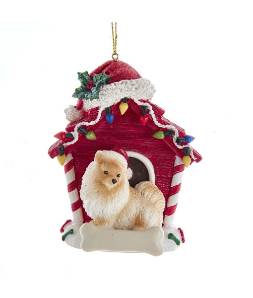 Pomeranian ornament with doghouse