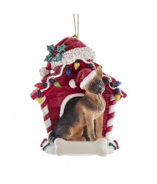 German Shepherd ornament with doghouse