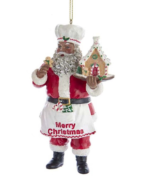 Santa with Gingerbread House Ornament