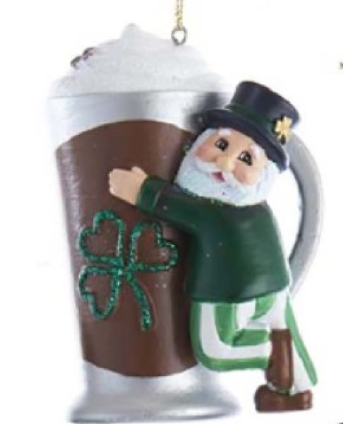 Irish Santa Mug of Irish coffee Ornament