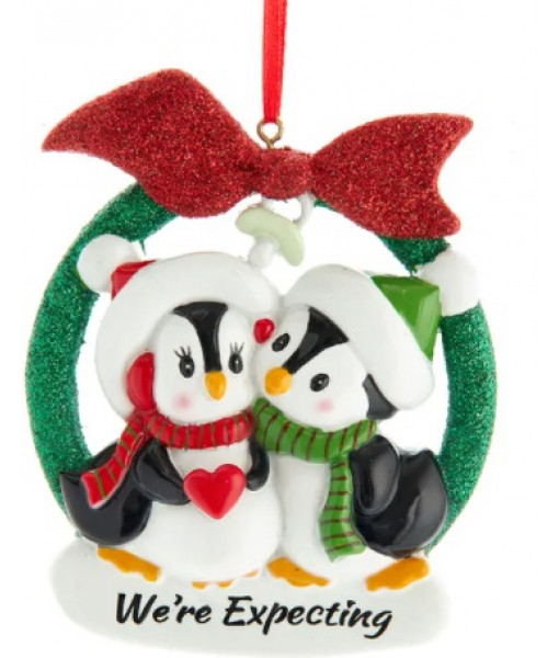 ''We're Expecting'' Penguins Couple Ornament