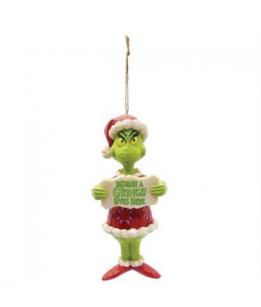 Beware A Grinch Lives Here Ornament
