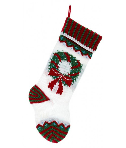 Green and Red Stocking with Wreath