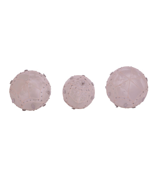 Round, Onion and Filial White Glass Balls, 80mm, Box of 3