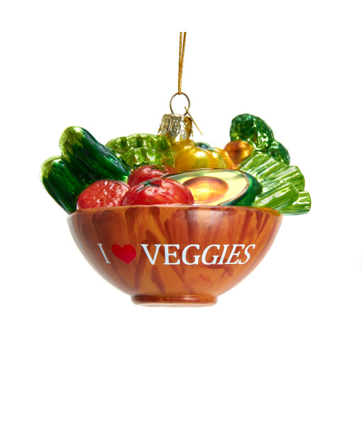 Glass Ornament, I love Veggies, Veggie Bowl