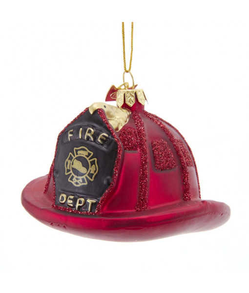 Fireman Helmet Glass Ornament