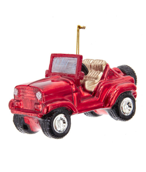 Willy`s Jeep in Red, Glass Ornament