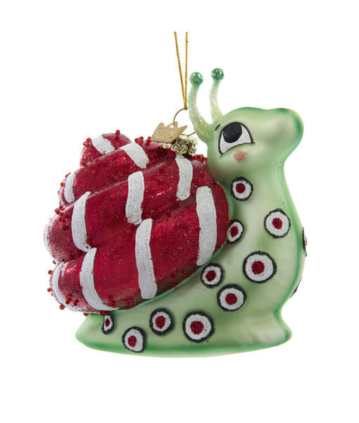 Glass Ornament, Snail with Candy Cane Shell