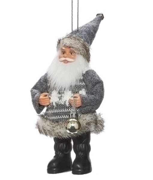 Fabric Santa Claus Ornament, with Grey sweater
