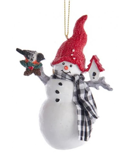 Snowman Ornament with Cabin