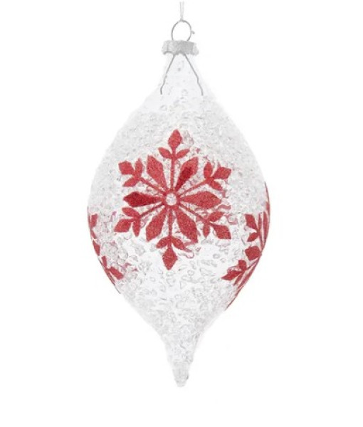 Glass Ornament with Red Snowflake
