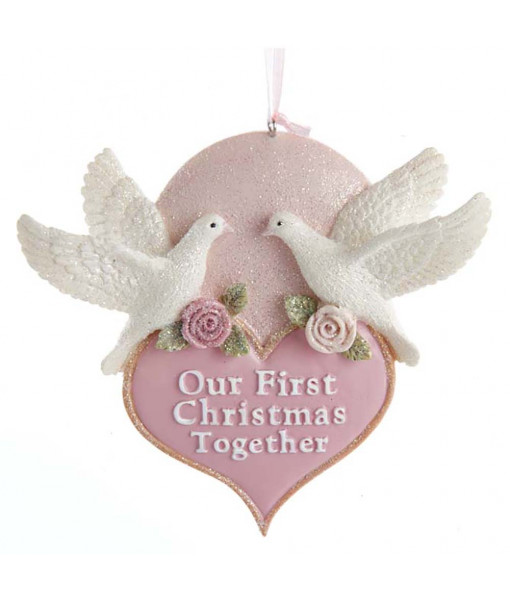 ''Our First Christmas Together'' Heart with Doves Ornament
