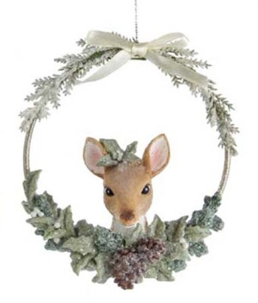 Ornament, fawn in wreath
