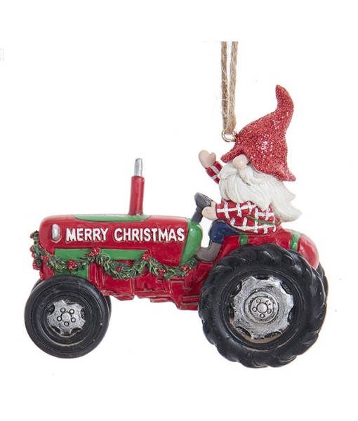 Gnome Riding Tractor Ornament