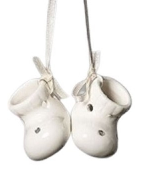 Ornament, Baby's First Shoes, White