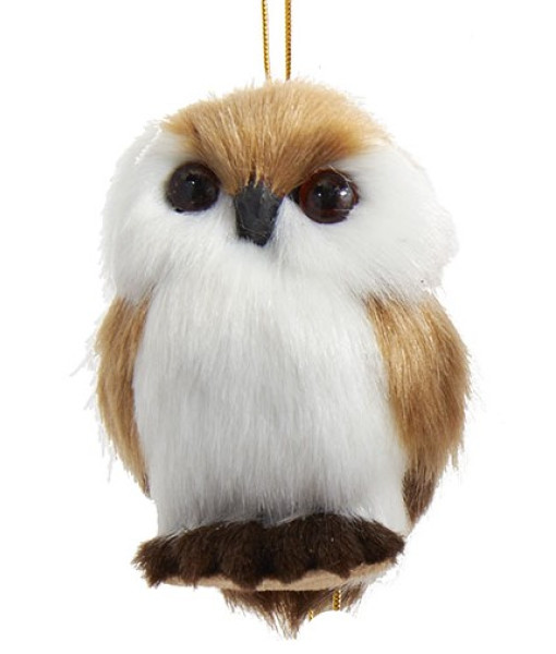 Furry Brown Owl Ornament