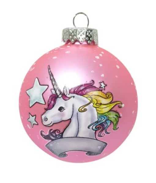 Ornament, Glass Ball, Pink Unicorn
