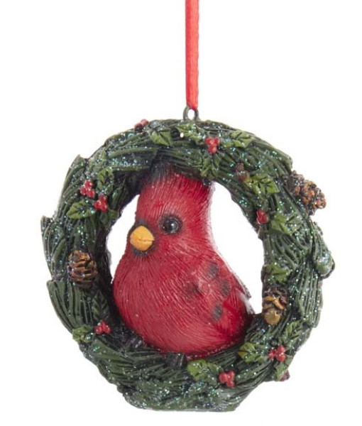 Cardinal in Wreath Ornament