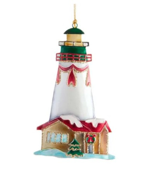 Festive Lighthouse, Tin Metal ornament