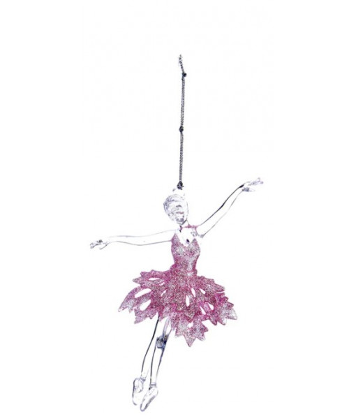 Clear Ballerina and Pink Dress Ornament
