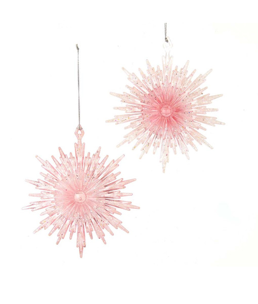 Pink and Clear acrylic Snowflake ornament, 5.5