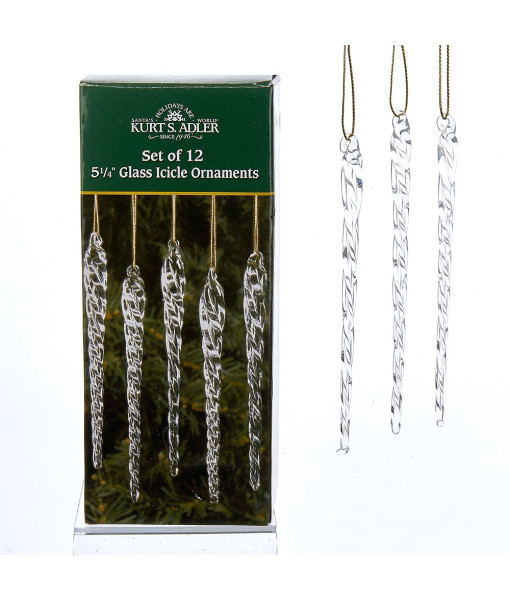 Box of 12 Twisted Glass Icicles