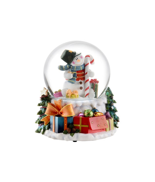 Snowman with Candy Cane Snowglobe