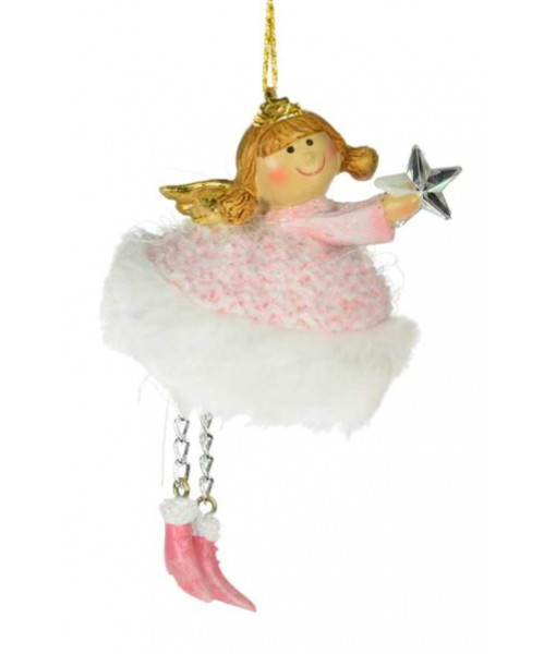 Ornament, Pink Fairy with Star. Made of resin.