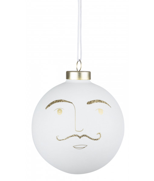 Round glass ornament man face