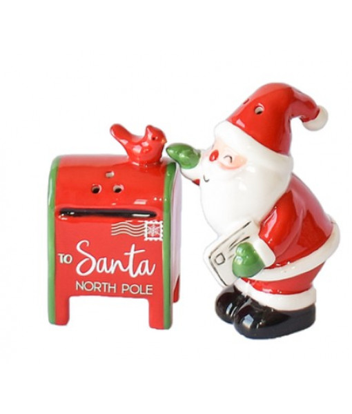 Santa with Mailbox Salt and Pepper Mailbox