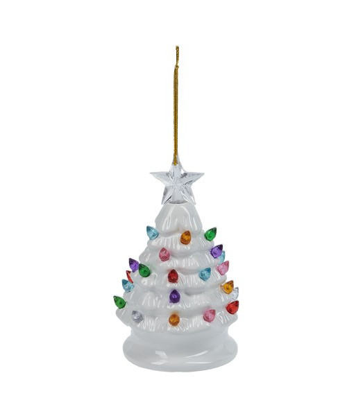LED Wht Tree Ceramic Ornament