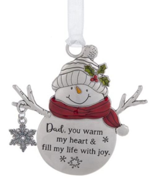 Zinc Snowman ornament with message for Dads