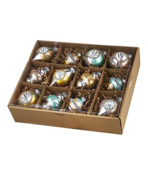 Pastel Vintage Style Glass Ball, 12 per box , 40-50mm assorted sizes and shapes