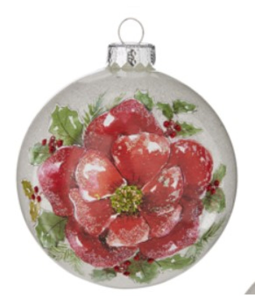 Poinsettia Glass Ball Ornament