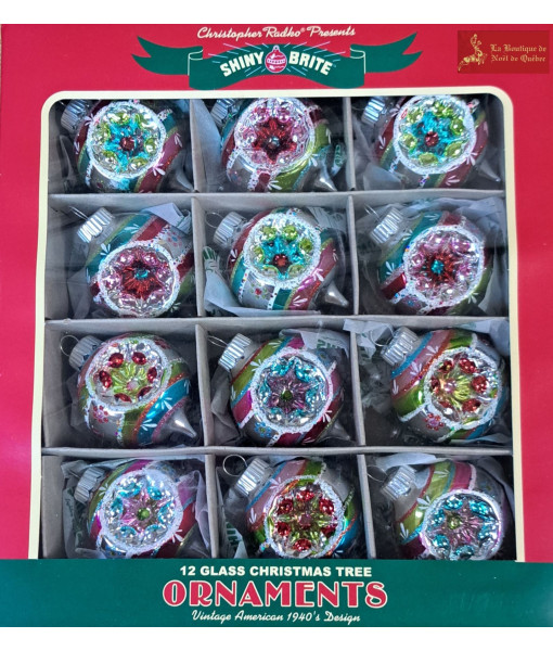 Festive Glass Reflector style ball, 1.75