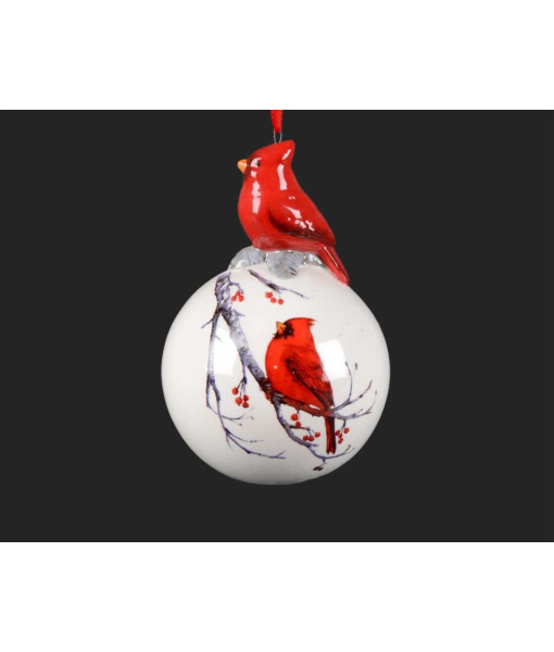 Ornement, boule de porcelaine, avec design cardinal